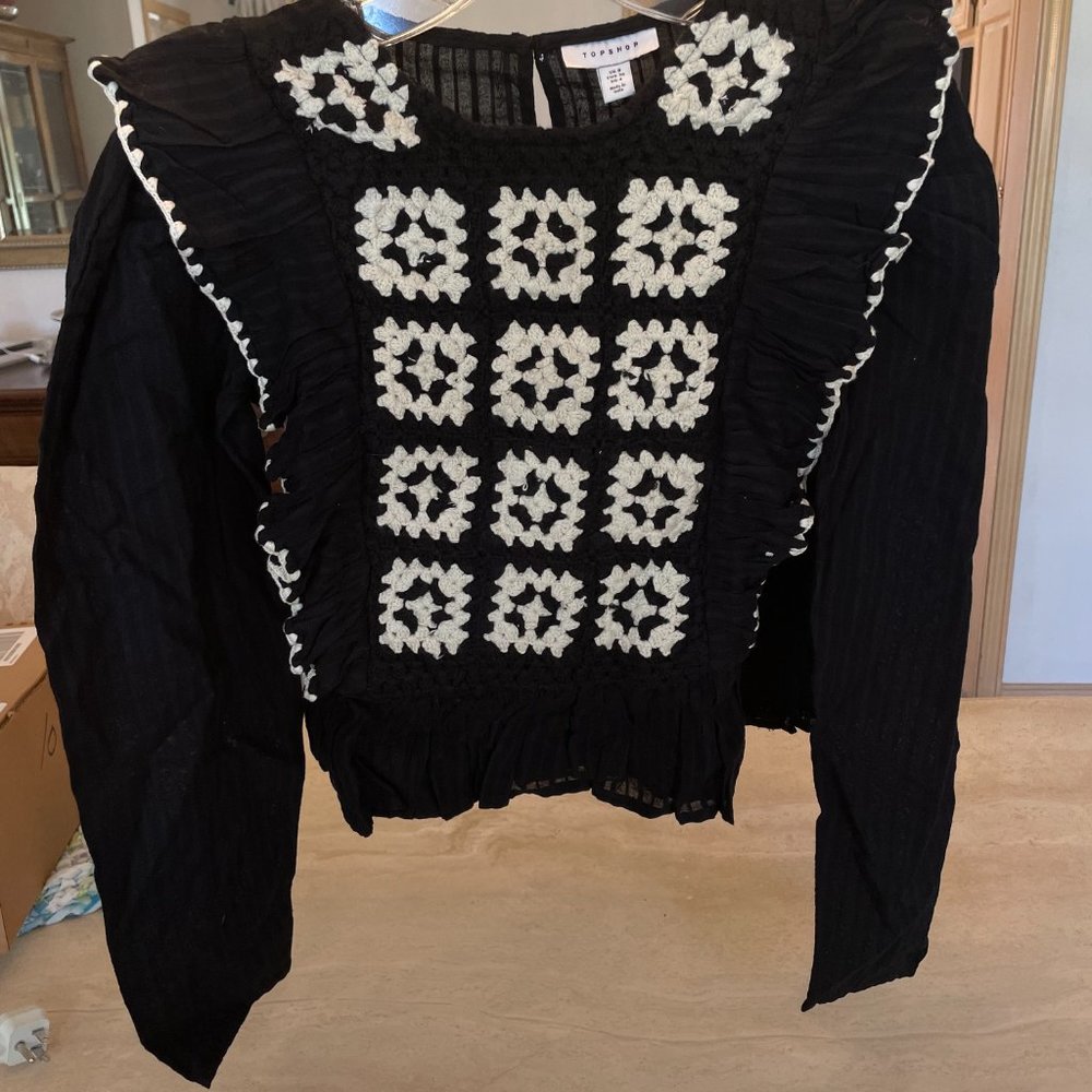 Topshop crochet top in monochrome